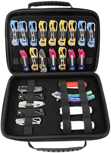 QEES Knife Display Case 62 Slots Black Knife Storage Organizer