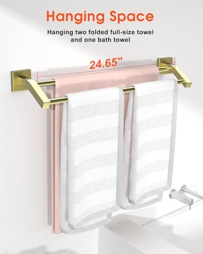 Alise Premium Double Towel Bars with Brushed Gold Finish