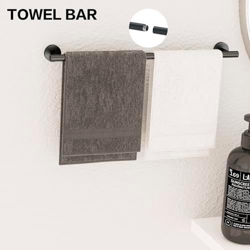 Gkhomext Matte Black Towel Bar Set 5 Piece