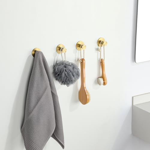 SAYAYO Adhesive Hooks 4 Pack Brushed Gold 1