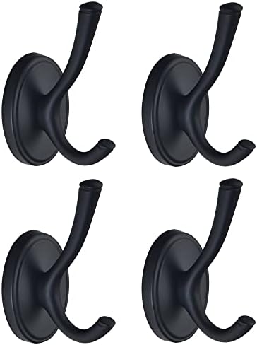 DMYMAT 4 Pack Black Robe Hooks for Bathroom and Kitchen