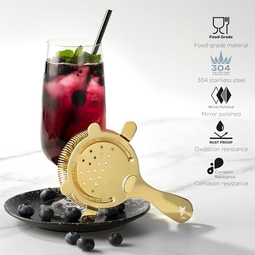 Homestia 4-Prong Star Pattern Bar Strainer 304 Stainless Steel
