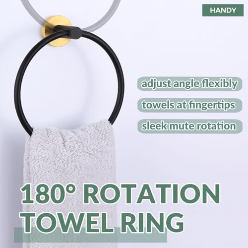 APLusee Black Gold Stainless Steel Towel Ring