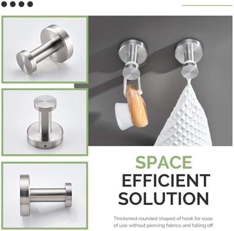 Angle Simple 2 Pack Towel Hook Brushed Nickel SUS304 Stainless Steel