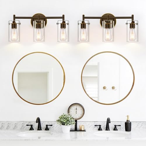 Indoi 3-Light Oil-Rubbed Bronze Wall Sconces with Clear Glass Shades