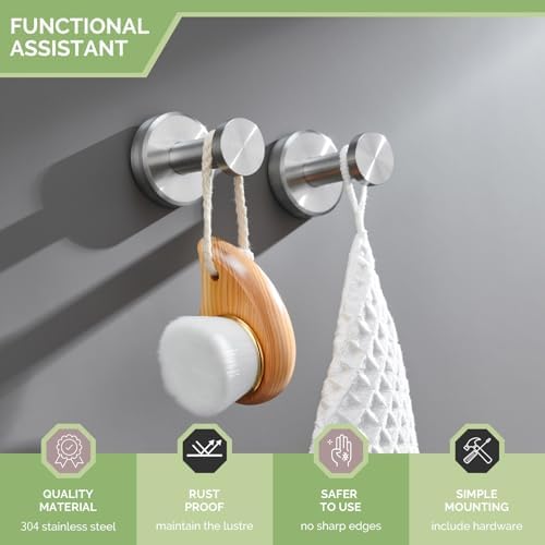 Angle Simple 2 Pack Towel Hook Brushed Nickel SUS304 Stainless Steel