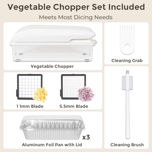 X Home Vegetable Chopper with 2 Blades and 3 Aluminum Pans White