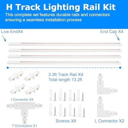 Taysing H Track Lighting Rails Kit 132ft White