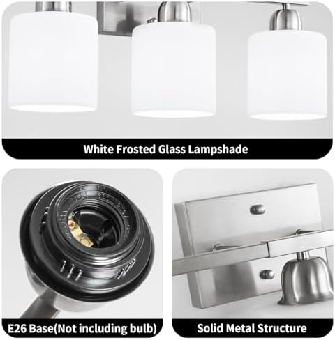 FAISHILAN 5-Light Vanity Light Brushed Nickel with Frosted Glass Shade