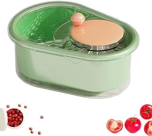 Nnowpl Fruit Cleaner Spinner with Lid Compact and Portable Kitchen Tool Green