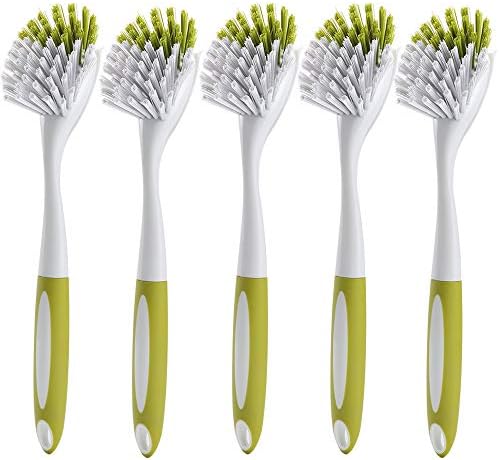 YeuDeuy Scrub Brush with Stiff Bristles 5pcs Yellow-Green