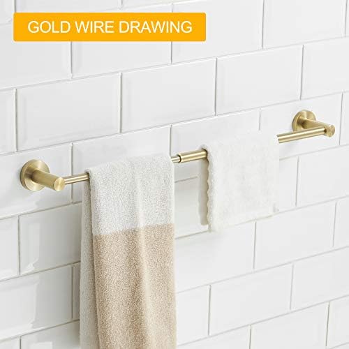 BESy Adjustable Towel Bar 159 to 286 Inch Brushed Gold Stainless Steel