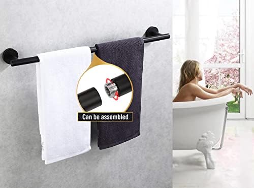 TAUN 24 Inch Matted Black Towel Bar 2 Pack
