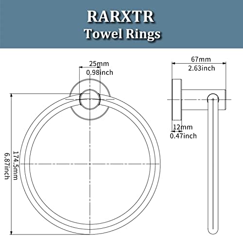 RARXTR Brushed Nickel Towel Ring with Durable SUS304 Steel
