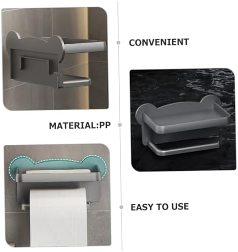 Wall Mount Toilet Paper Holder with Stand Punch Design Stylish Bathroom Organizer