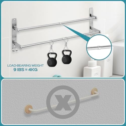 MGT Foldable Towel Bars 2-Pack with Hooks