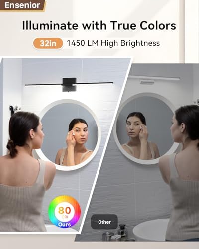 Ensenior 32 Inch Dimmable Bathroom Vanity Light with 5CCT