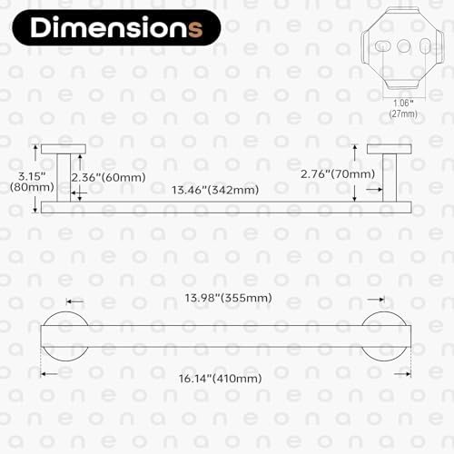 16 Inch Modern Towel Bar Oil Rubbed Bronze