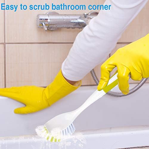 YeuDeuy Scrub Brush with Stiff Bristles 5pcs Yellow-Green