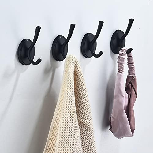 DMYMAT 4 Pack Black Robe Hooks for Bathroom and Kitchen