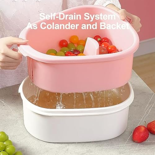DENGWANG Fruit Cleaner Spinner with Brush and Lid