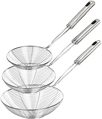 Fancymay 3-Piece Stainless Steel Spider Strainer Set
