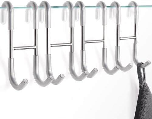 NINETREX Shower Door Hooks 4 Pack Silver