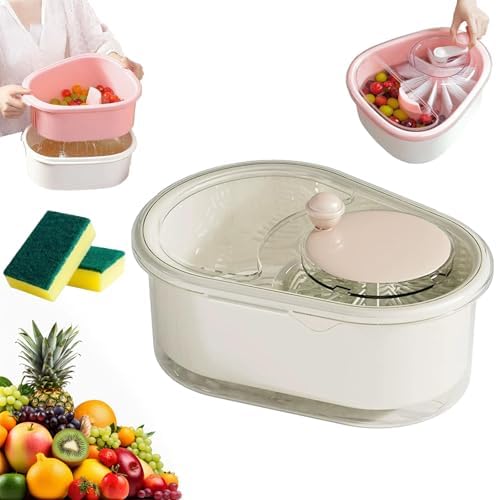 DENGWANG Fruit Cleaner Spinner with Brush and Lid