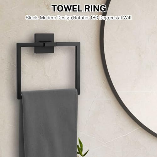 DUMDER Matte Black Rotatable Towel Ring