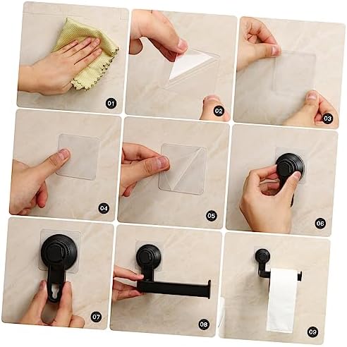 WOONEKY Wall Mounted Toilet Paper Holder Black Suction Cup No Wall Damage