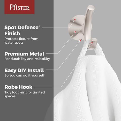 Pfister Willa Towel Hook Brushed Nickel 1
