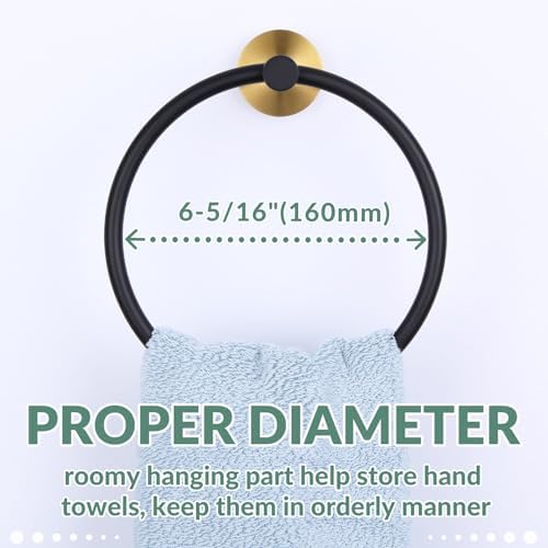 APLusee Black Gold Stainless Steel Towel Ring