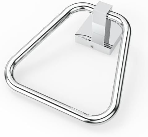 RUACQ Chrome Stainless Steel Towel Ring with Square Base