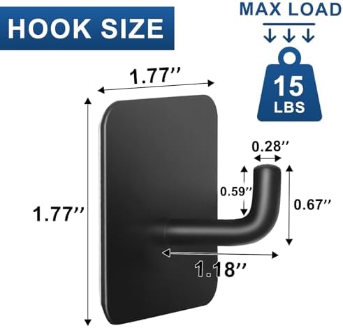 LACHILL 4-Piece Waterproof Adhesive Hooks Black