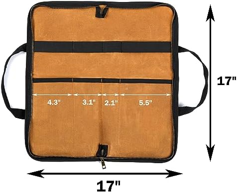 Kaaltisy Knife Roll Bag with 4 Slots and Brass Zipper