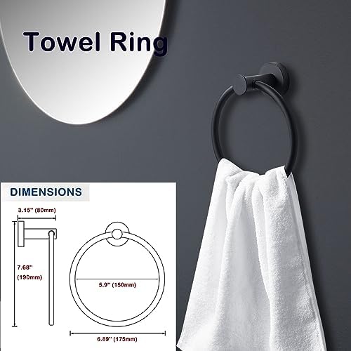JAAWAN 5-Piece Matte Black Bathroom Hardware Set
