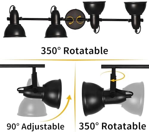HiBay 4-Light Adjustable Track Ceiling Spotlight Industrial LED Flush Mount Black Light