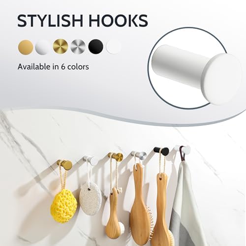 SAYAYO Matte White Robe Hooks 4 Pcs Heavy Duty Wall Mount