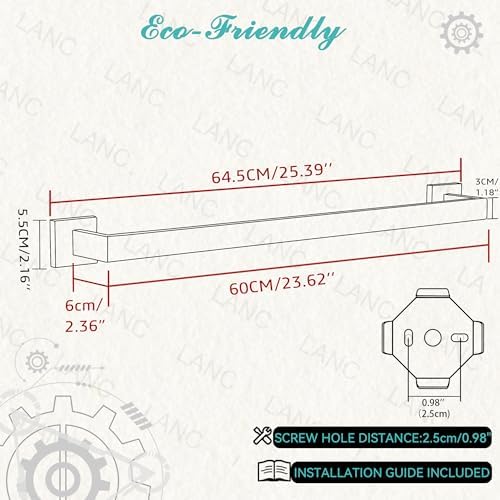 LANC 24 Inch Stainless Steel Towel Bars 2 Pack