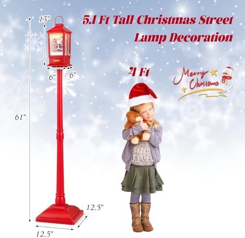 Sound-Activated Christmas Streetlamp with LED Lights and Santa Scene