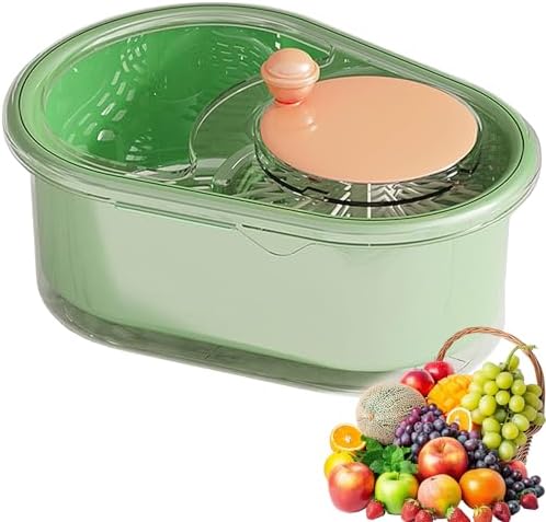 Fruit Washer Spinner Bowl with Brush Large Capacity Green