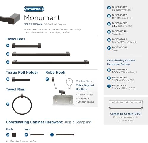 Amerock Monument Oil-Rubbed Bronze 8 Inch Towel Bar