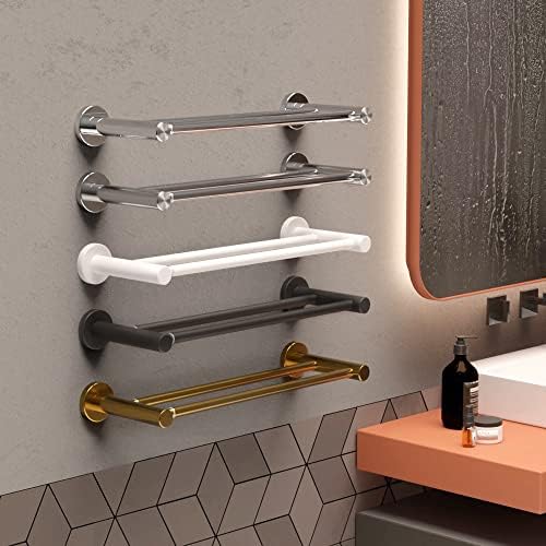 Adjustable Double Towel Bar 16-276 Inch with Hooks