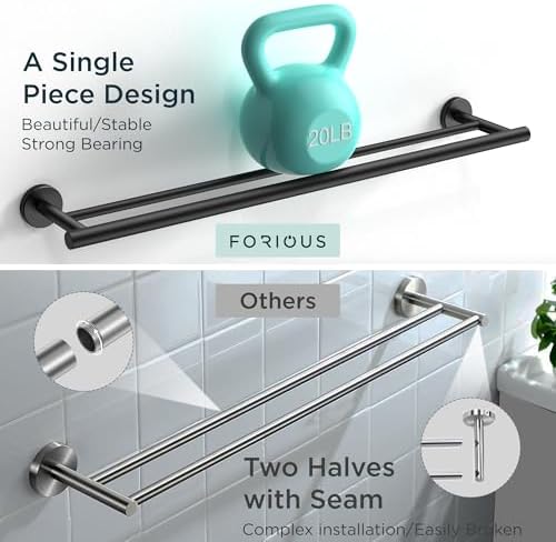 FORIOUS 24 Inch Double Towel Bar Racks Holder