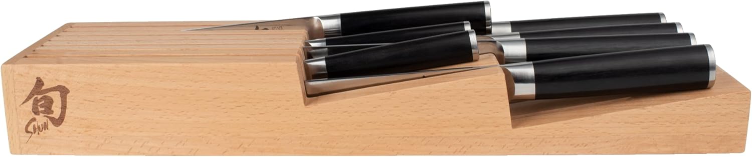 Shun Drawer Knife Tray with 7 Slots and Honing Steel Space 1