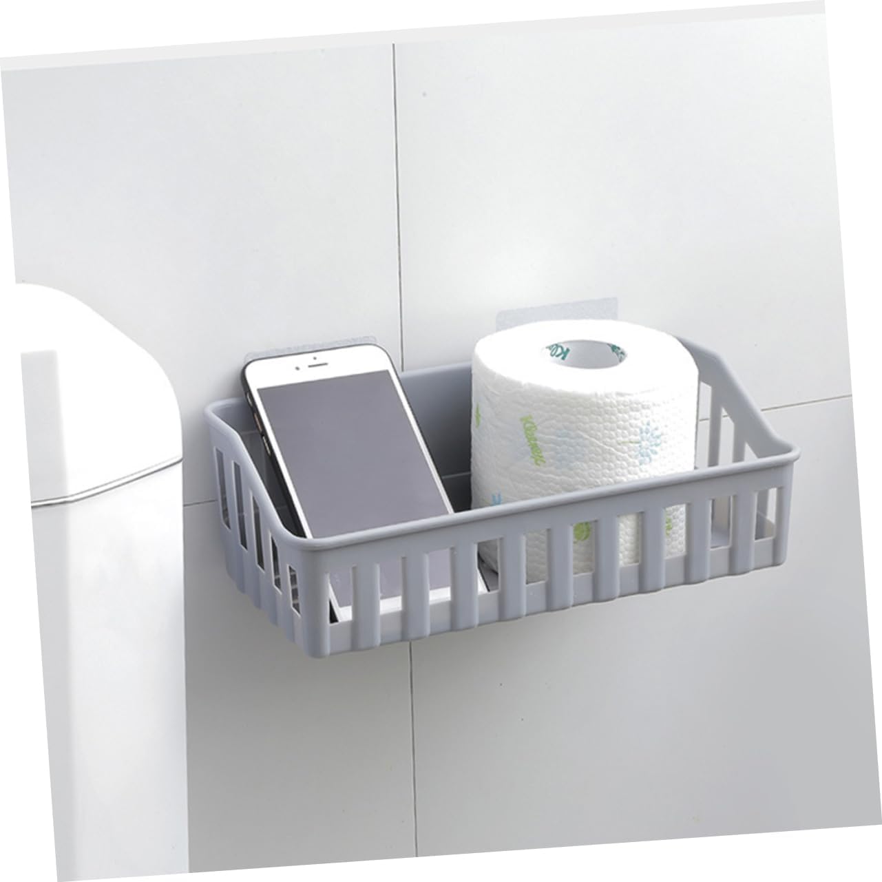 ERINGOGO Multifunctional Suction Cup Wall Shelf Organizer Light Gray