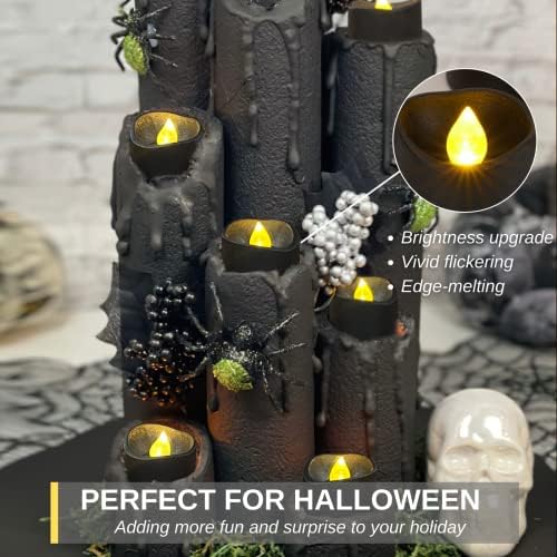 Homemory 24-Pack Battery Operated Black Tea Lights Candles