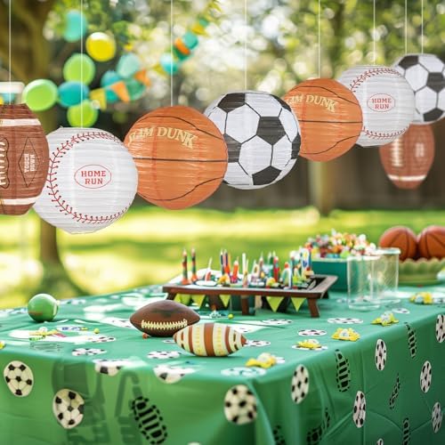 UNIQOOO 8Pcs Sports Paper Lanterns for Football Parties