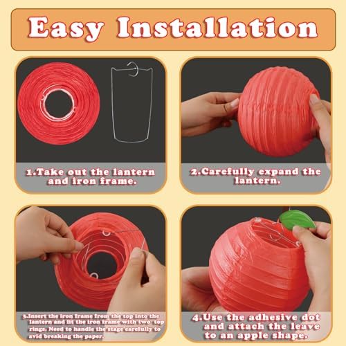 Renbuzhu 15Pcs Red Apple Paper Lanterns Classroom Decor 1