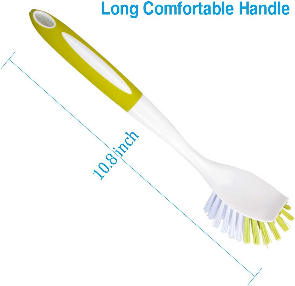 YeuDeuy Scrub Brush with Stiff Bristles 5pcs Yellow-Green